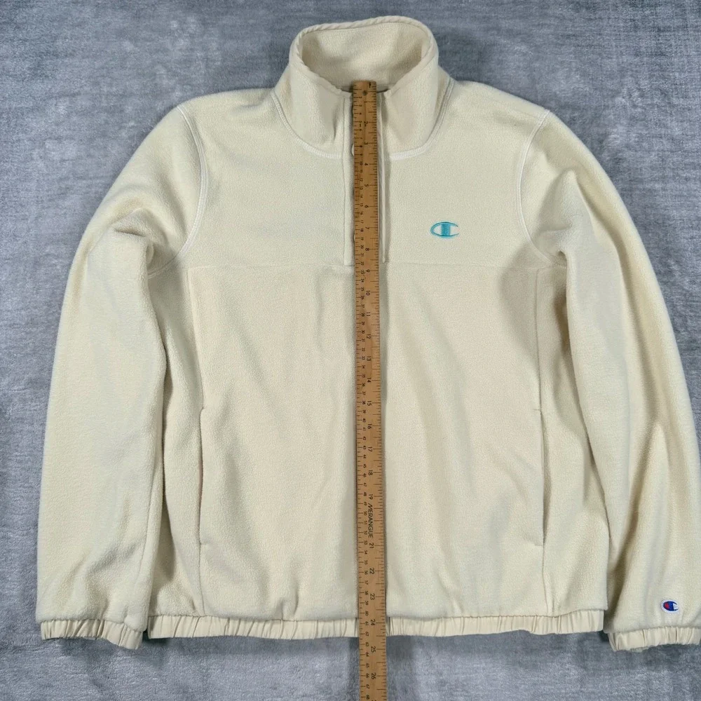 Champion Sweatshirt Womens Medium Cream Fleece Pullover T Snap Cozy Outdoors - Picture 7 of 10